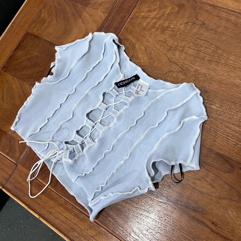 Light blue crop top